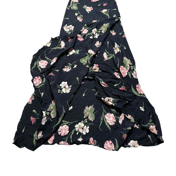 FLYNN SKYE Black Pink Floral High Slit A-Line Maxi Skirt Women's Size XS Chic - Picture 4 of 7
